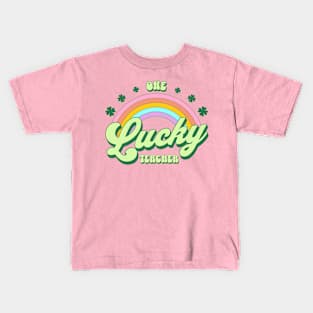 One Lucky Teacher St Patricks Day Kawaii Rainbow Kids T-Shirt